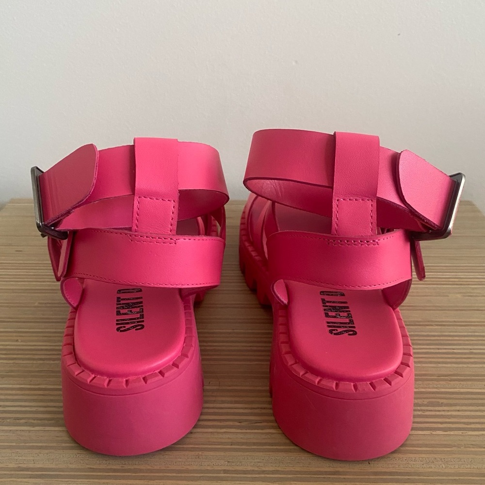 Like New Anthropologie Silent D Friand Gladiator Platform Sandals Shoes Pink 8.5 - Picture 6 of 9